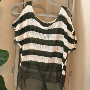 Tie front striped blouse